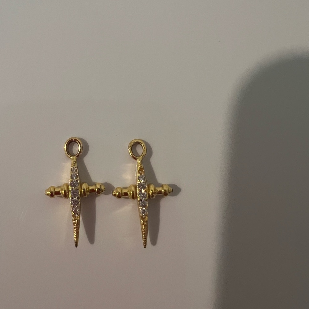 LUV AJ PAVE MINI CROSS HOOP CHARMS